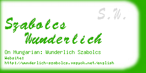 szabolcs wunderlich business card